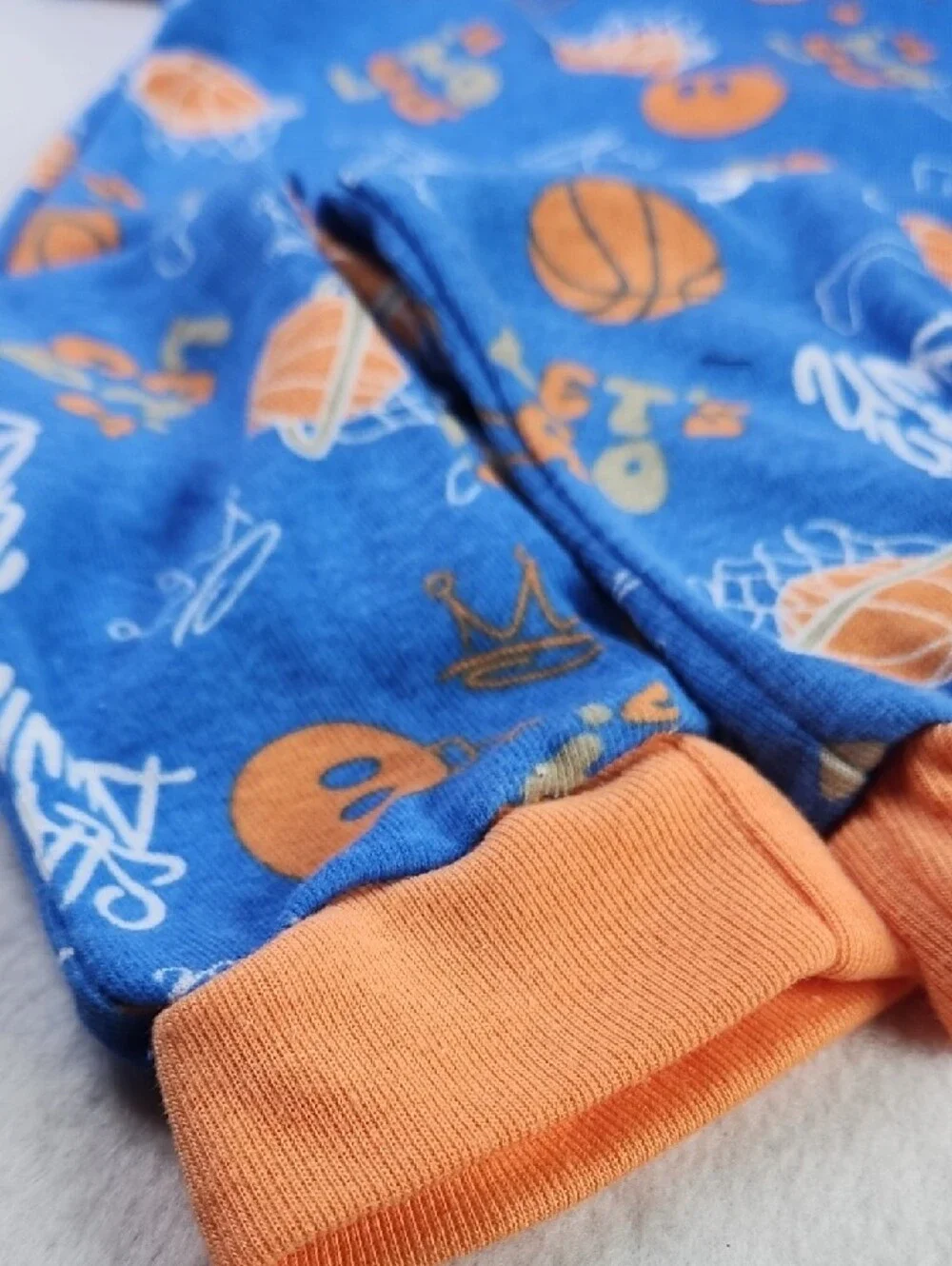 Highland Originals Boys 2pc. Blue & Orange Basketball Pajama Set